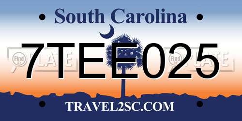 7TEE025 South Carolina License Plate