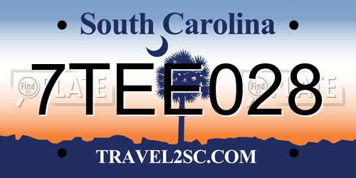 7TEE028 South Carolina License Plate