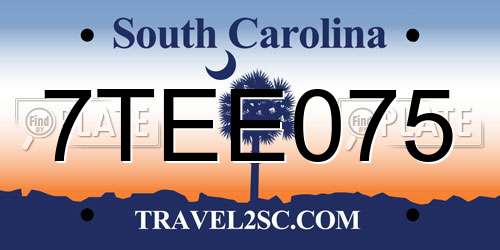7TEE075 South Carolina License Plate