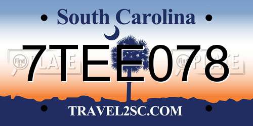 7TEE078 South Carolina License Plate