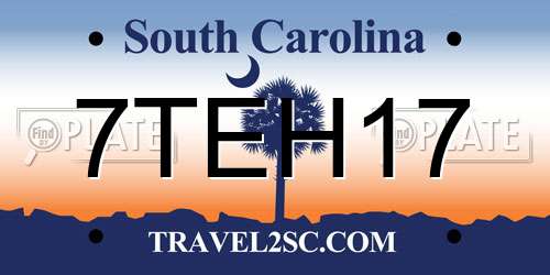 7TEH17 South Carolina License Plate