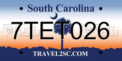 7TET026 South Carolina License Plate