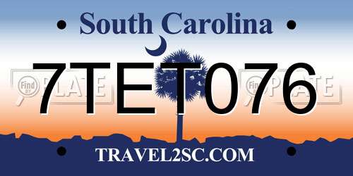 7TET076 South Carolina License Plate