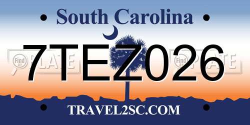 7TEZ026 South Carolina License Plate