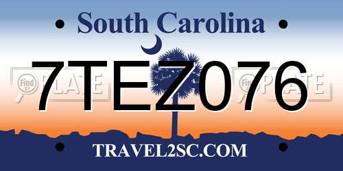 7TEZ076 South Carolina License Plate