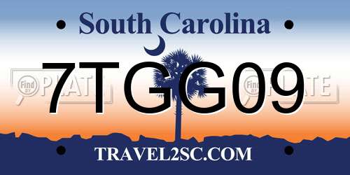 7TGG09 South Carolina License Plate