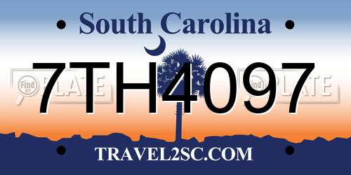 7TH4097 South Carolina License Plate