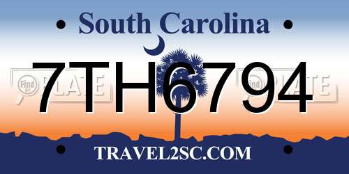 7TH6794 South Carolina License Plate