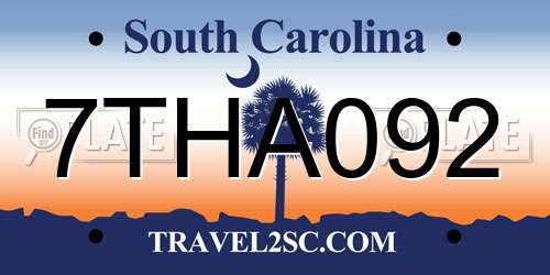 7THA092 South Carolina License Plate