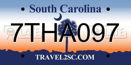 7THA097 South Carolina License Plate