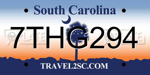 7THG294 South Carolina License Plate