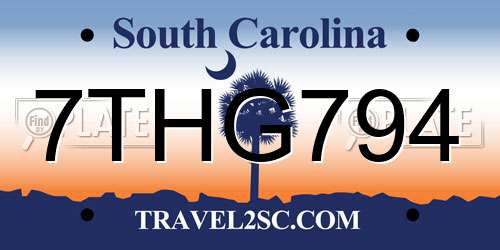 7THG794 South Carolina License Plate
