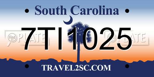 7TI1025 South Carolina License Plate