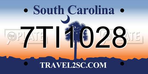 7TI1028 South Carolina License Plate