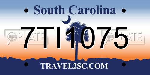 7TI1075 South Carolina License Plate