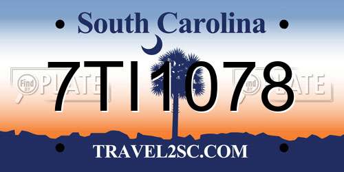 7TI1078 South Carolina License Plate