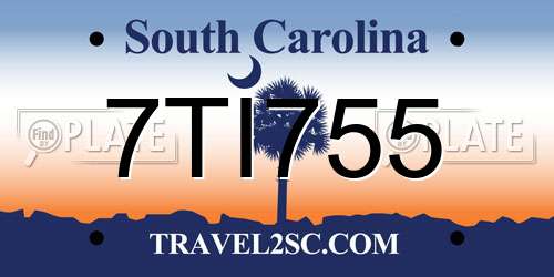 7TI755 South Carolina License Plate