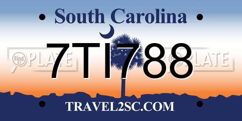 7TI788 South Carolina License Plate