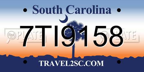 7TI9158 South Carolina License Plate