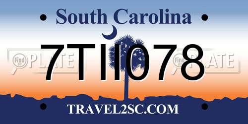 7TII078 South Carolina License Plate