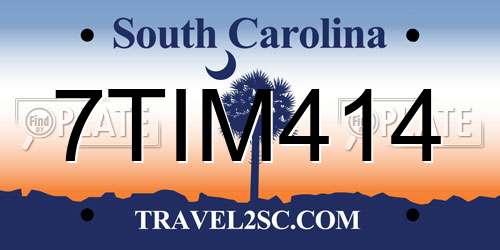 7TIM414 South Carolina License Plate
