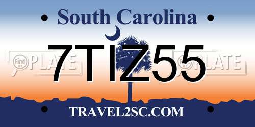 7TIZ55 South Carolina License Plate