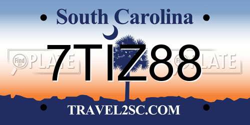 7TIZ88 South Carolina License Plate