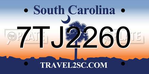 7TJ2260 South Carolina License Plate