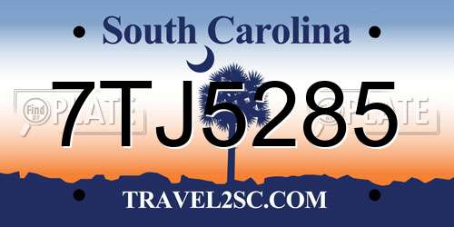 7TJ5285 South Carolina License Plate