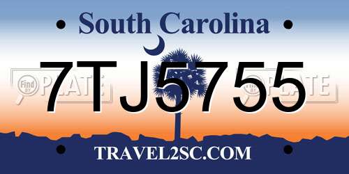 7TJ5755 South Carolina License Plate