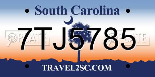 7TJ5785 South Carolina License Plate