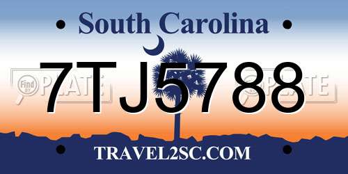 7TJ5788 South Carolina License Plate