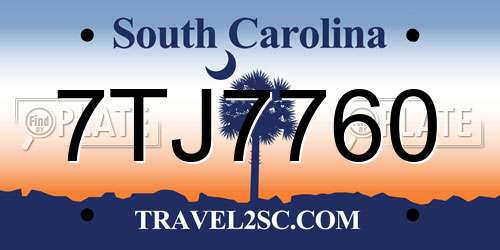 7TJ7760 South Carolina License Plate