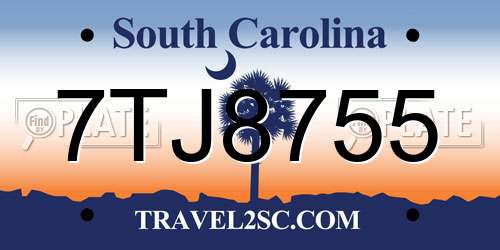 7TJ8755 South Carolina License Plate