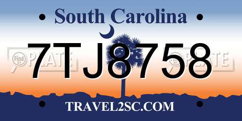 7TJ8758 South Carolina License Plate
