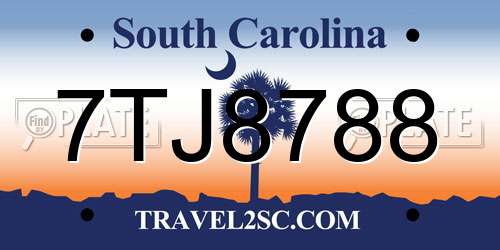 7TJ8788 South Carolina License Plate