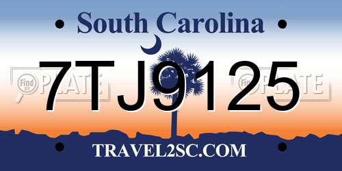 7TJ9125 South Carolina License Plate
