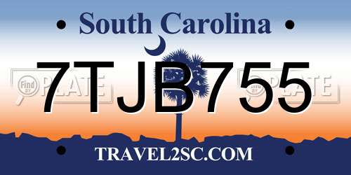 7TJB755 South Carolina License Plate
