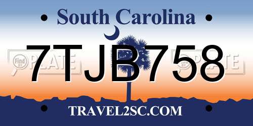 7TJB758 South Carolina License Plate