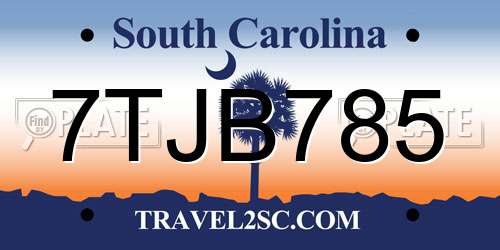 7TJB785 South Carolina License Plate