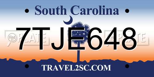 7TJE648 South Carolina License Plate