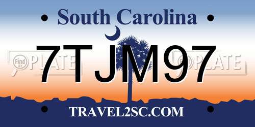 7TJM97 South Carolina License Plate