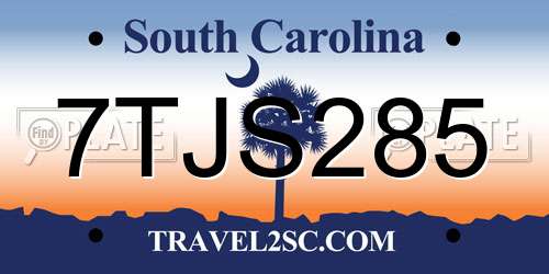 7TJS285 South Carolina License Plate