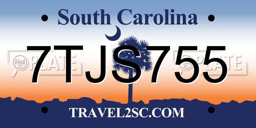 7TJS755 South Carolina License Plate