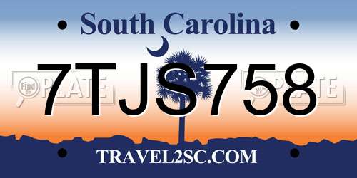 7TJS758 South Carolina License Plate