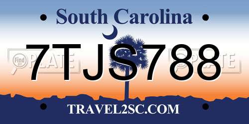 7TJS788 South Carolina License Plate
