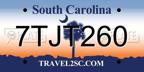 7TJT260 South Carolina License Plate