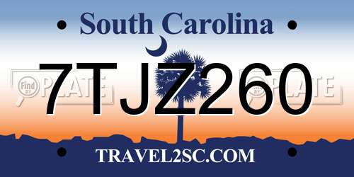 7TJZ260 South Carolina License Plate