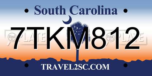 7TKM812 South Carolina License Plate
