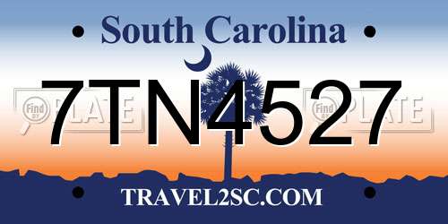 7TN4527 South Carolina License Plate